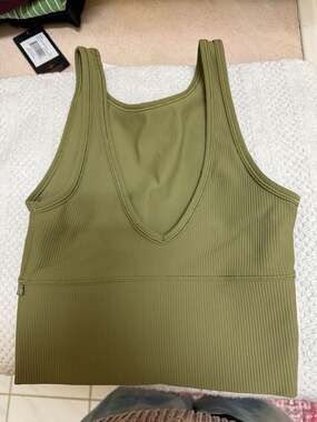 Lululemon Power Pivot Ribbed Tank Top in Bronze Green
